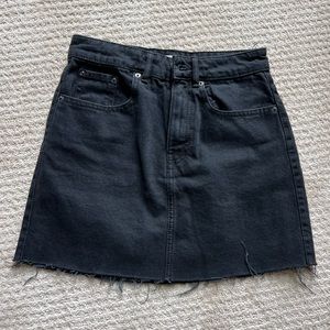 Zara black denim raw hem mini skirt - size XS